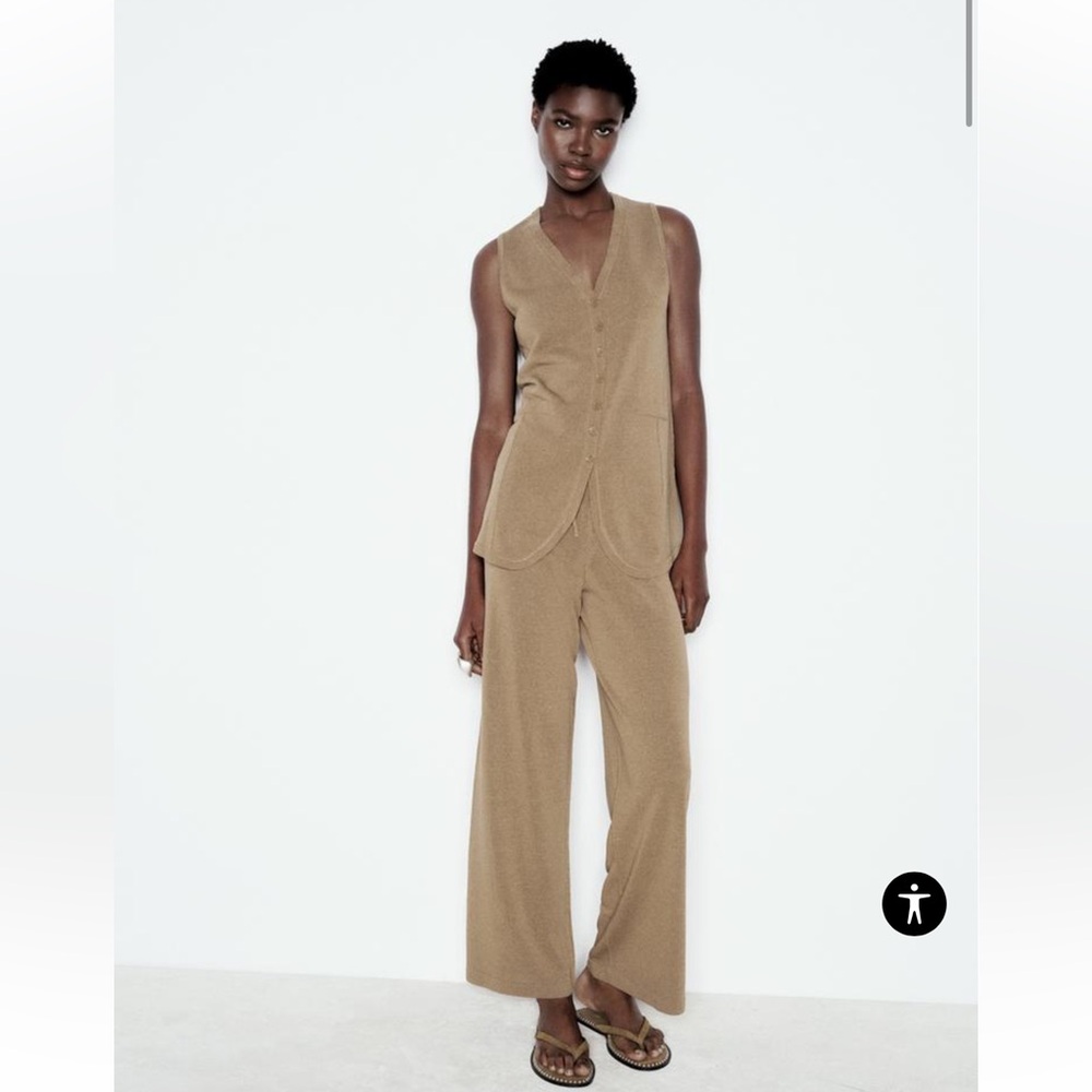 Zara Wide Leg Knit Pants Size XL NWT